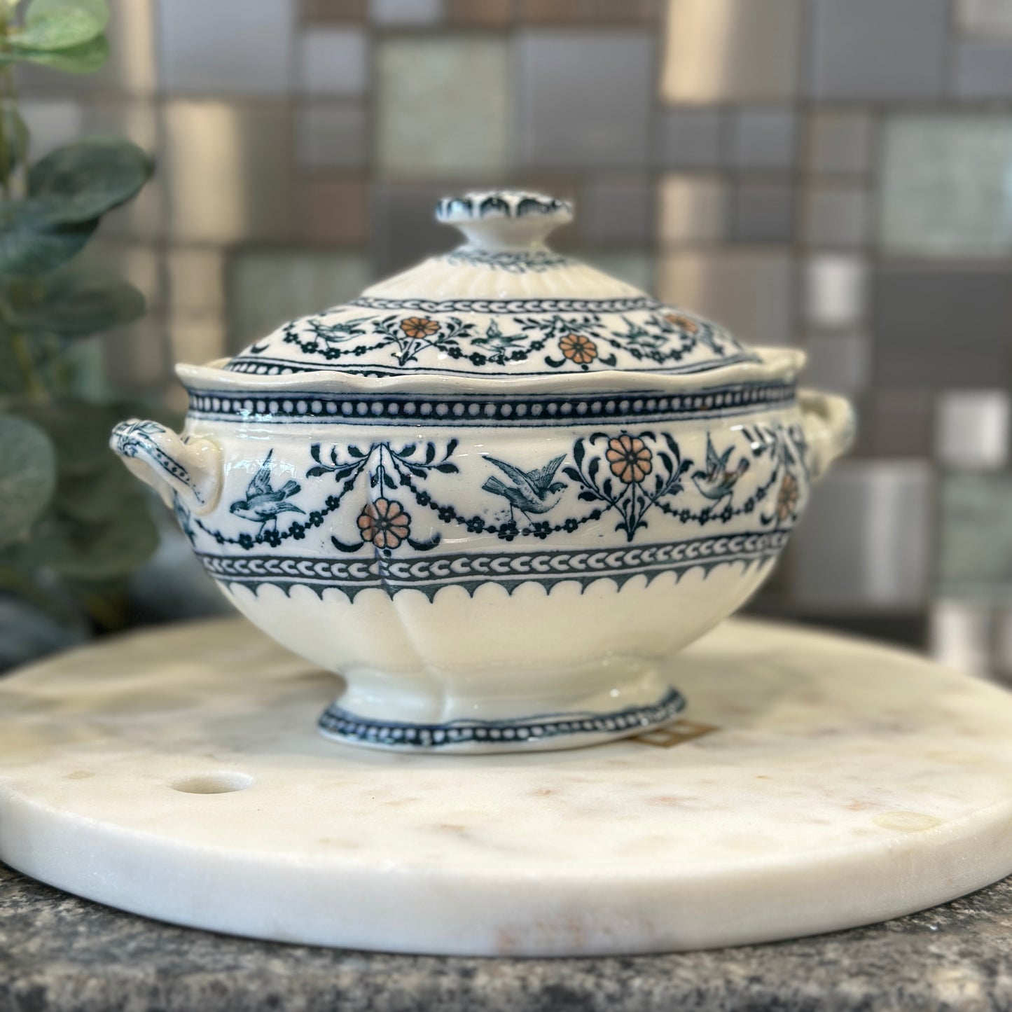 Antique Wedgwood Raphael Etruria England Small Sauce Boat c.1884 with Coloured Flowers