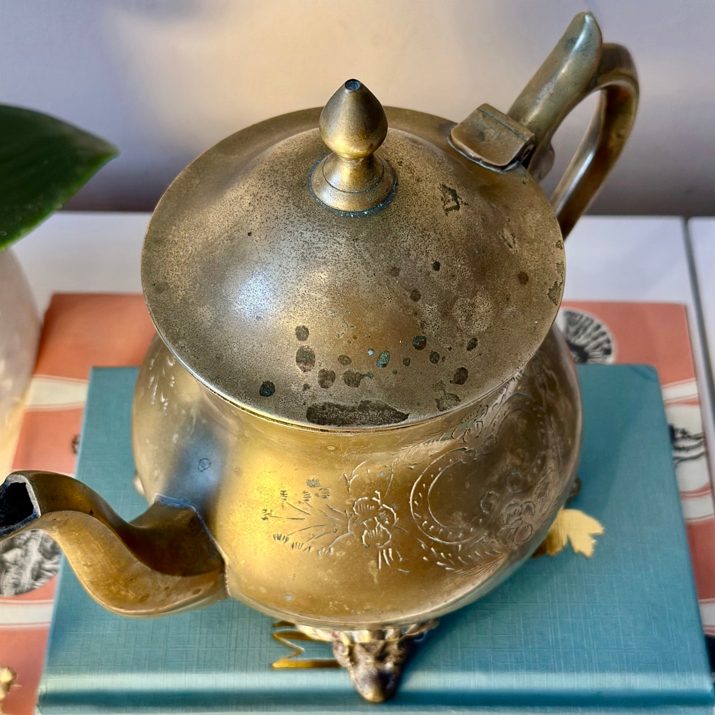 Footed Ornate EPNS Teapot with Handle - Ornate Antique Tea Kettle, Made in England