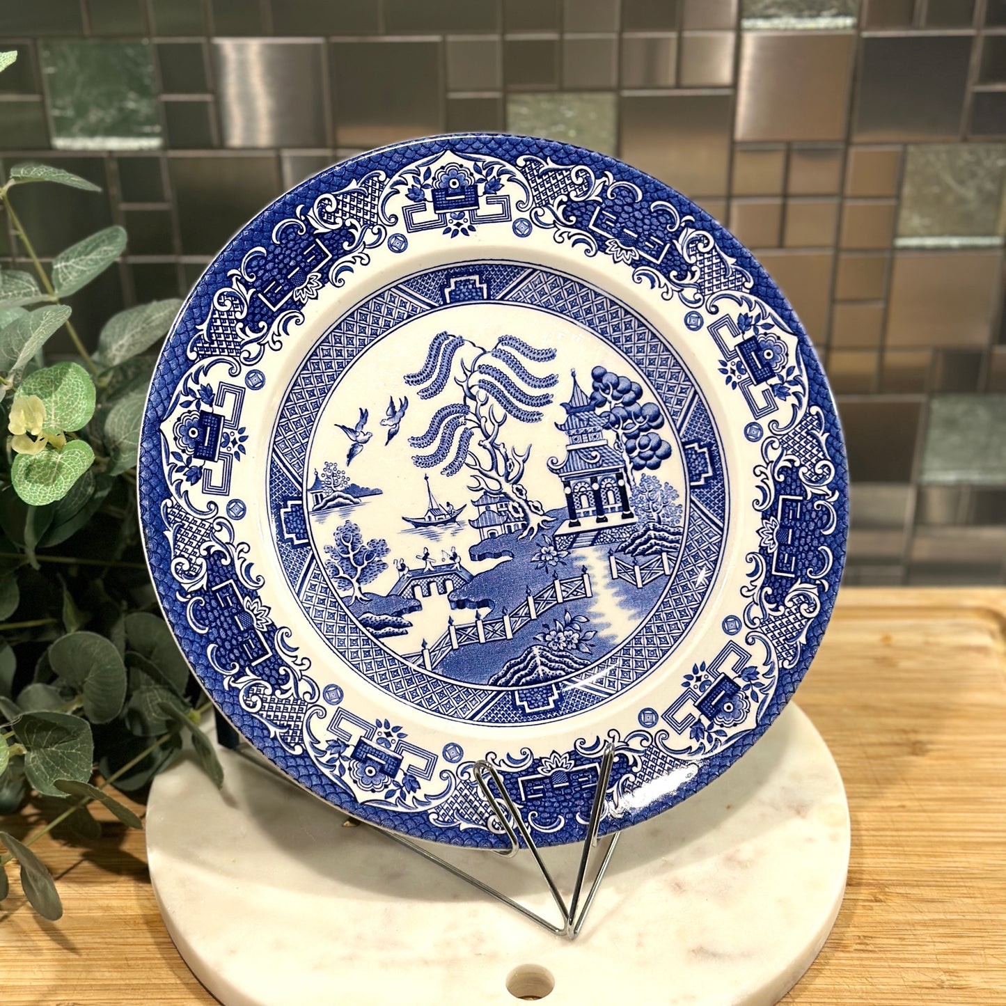 Old Willow Blue Plate | English Ironstone by Washington Pottery