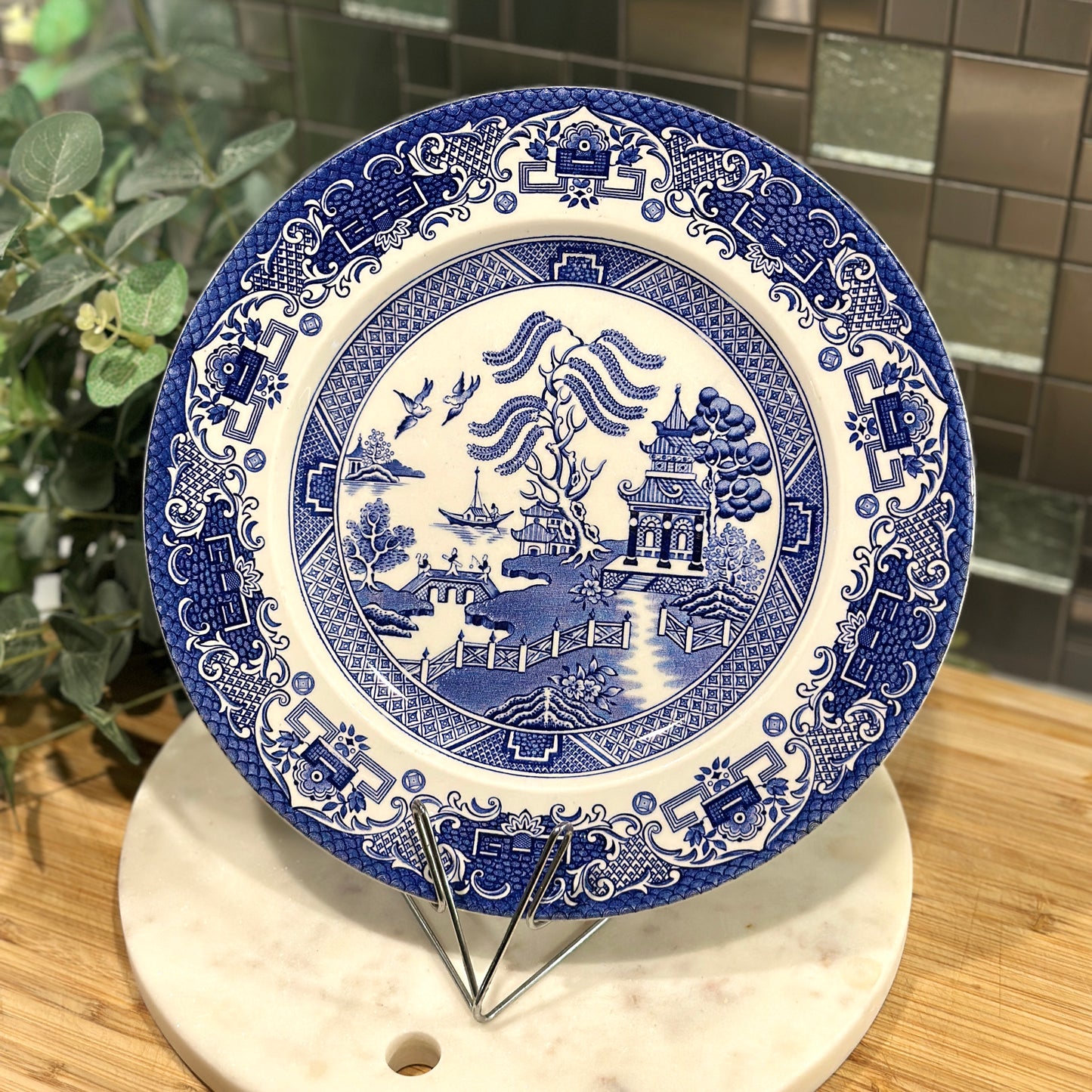 Old Willow Blue Plate | English Ironstone by Washington Pottery