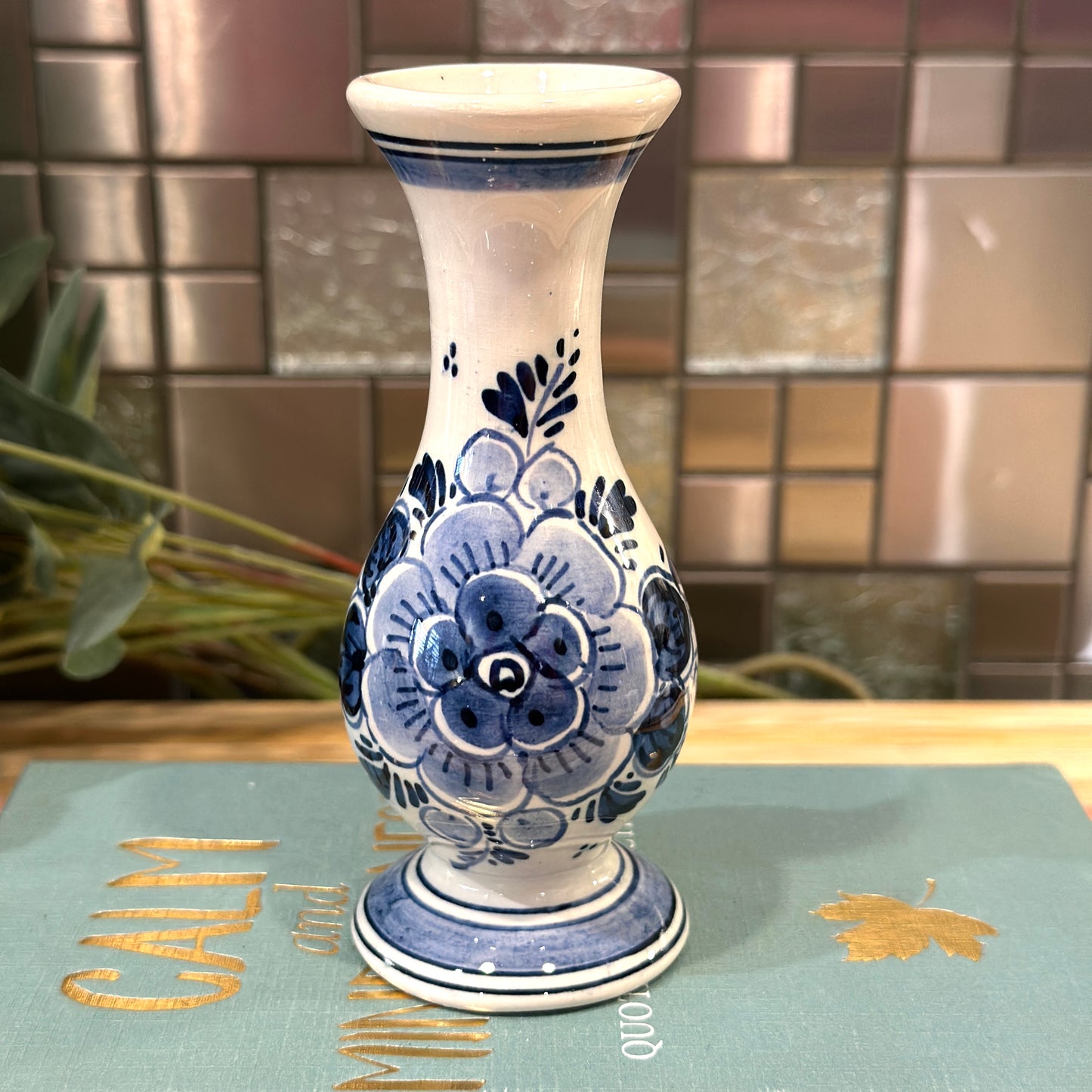 Delft Holland Small Long Neck Porcelain Vase Hand Painted