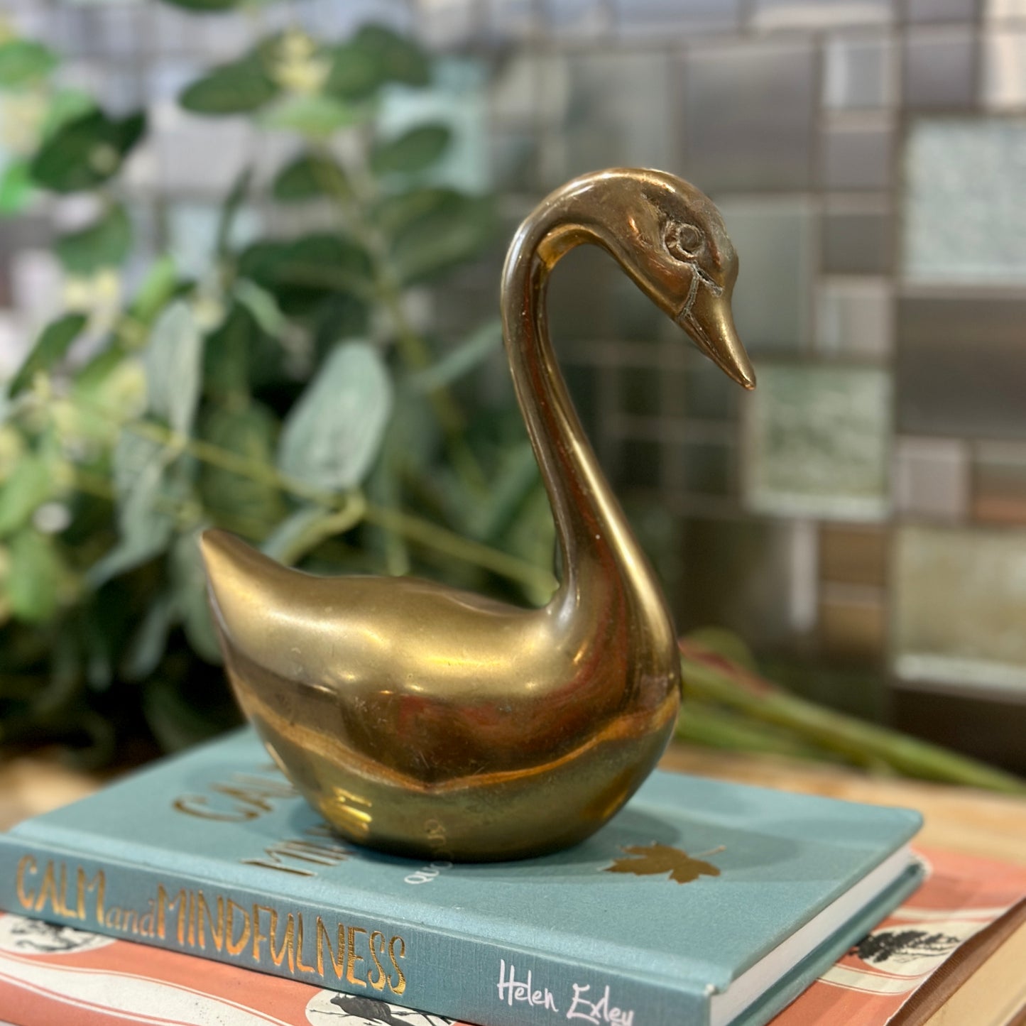 Mid Century Modern Brass Swan Figurine