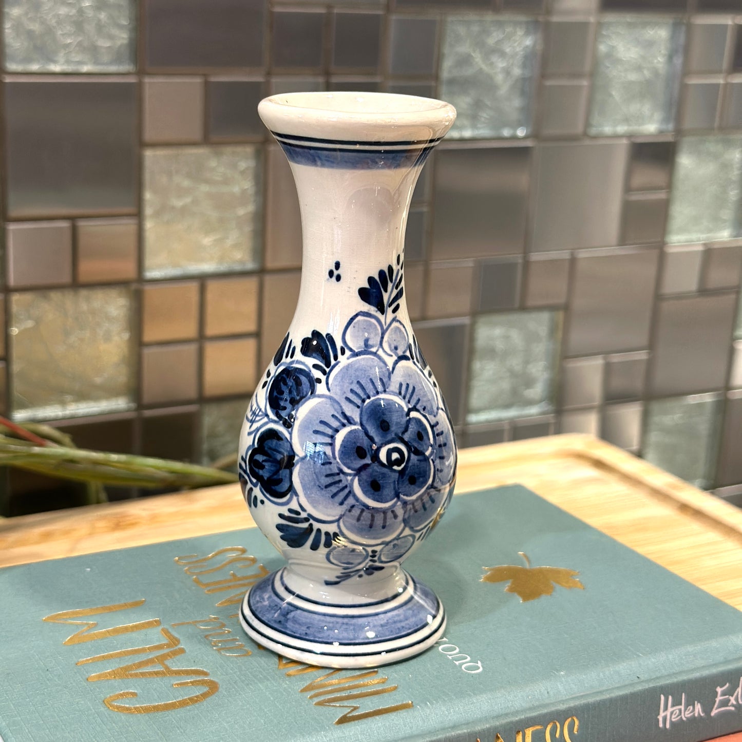 Delft Holland Small Long Neck Porcelain Vase Hand Painted