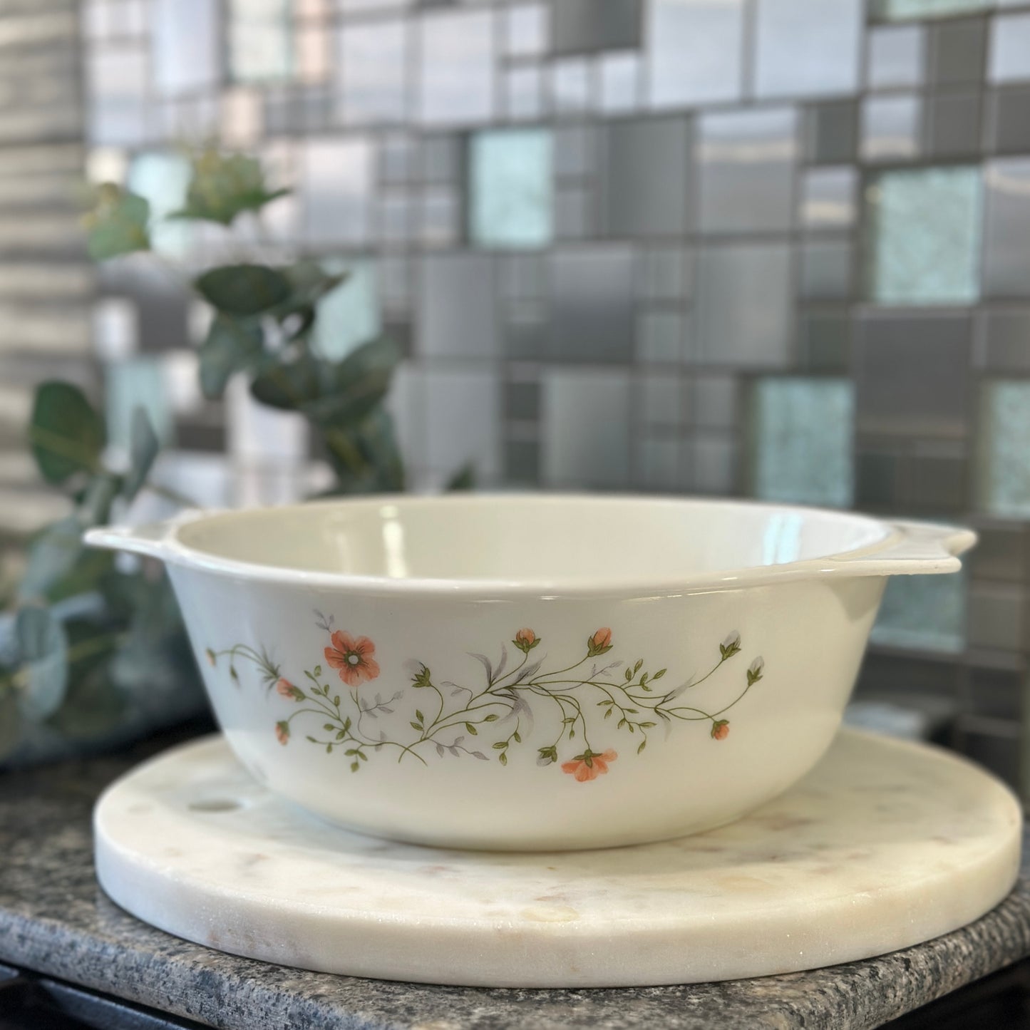 Vintage Pyrex England Casserole Dish | Emily Spring Garden Floral | 1980s