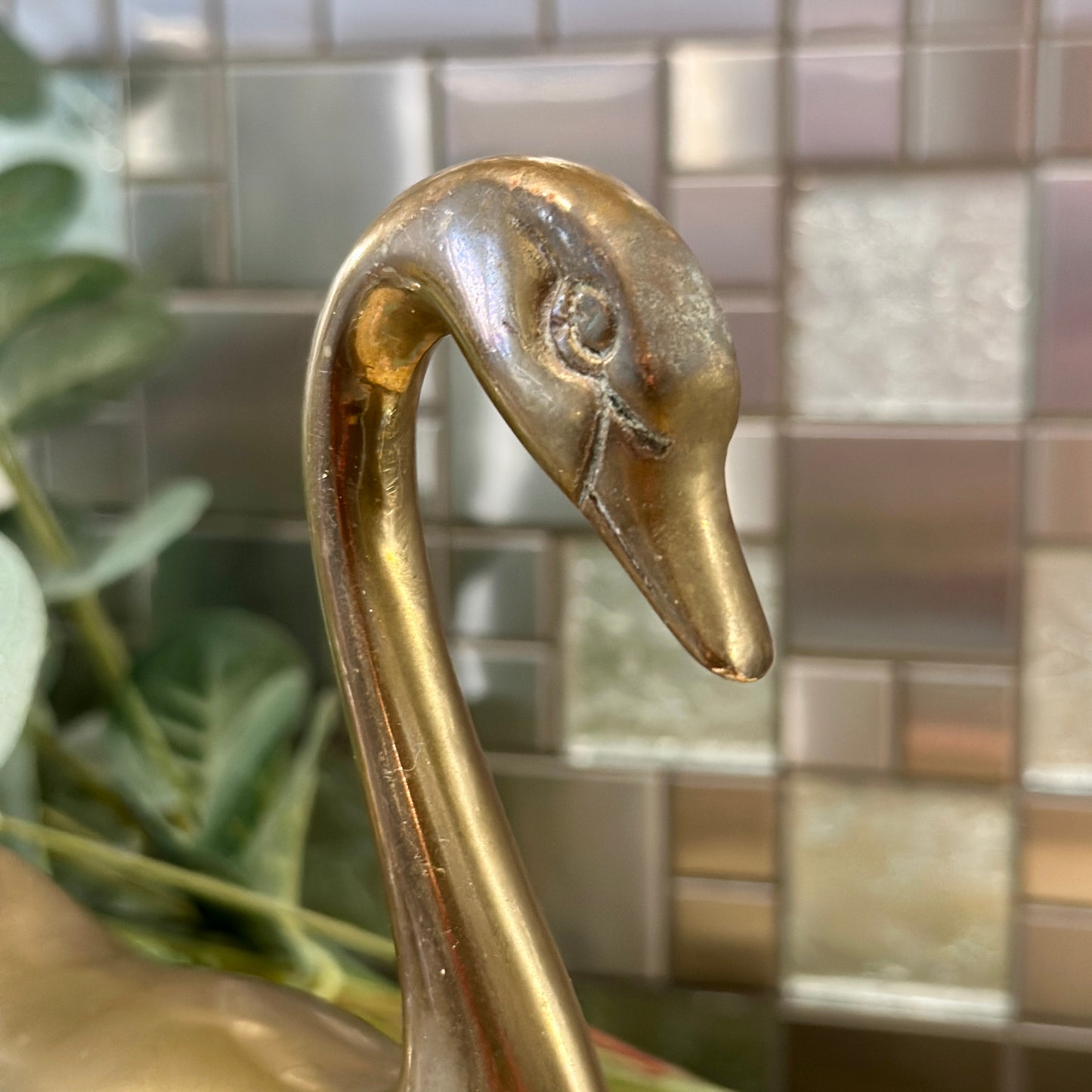 Mid Century Modern Brass Swan Figurine