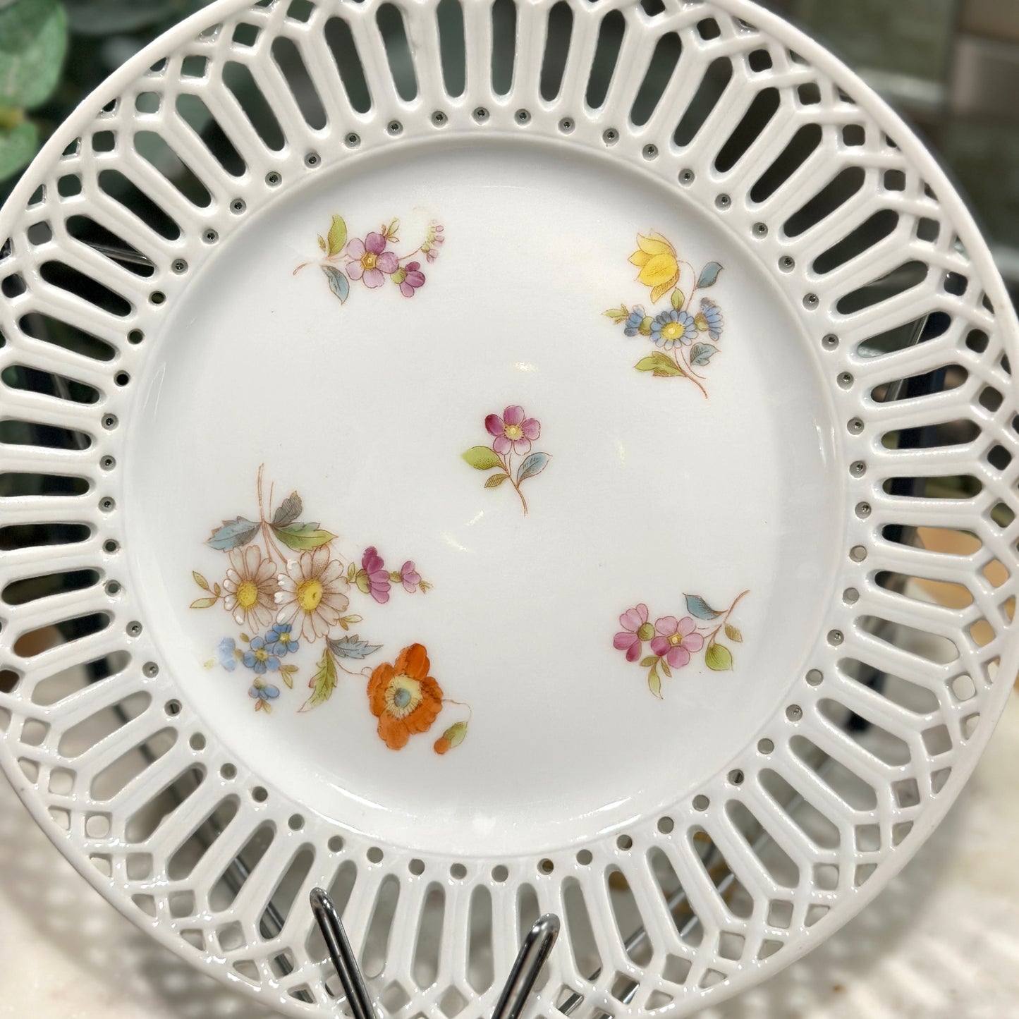 Antique Dessert Set Ribbon Cabinet Plates (Set of 4) - Circa 1920