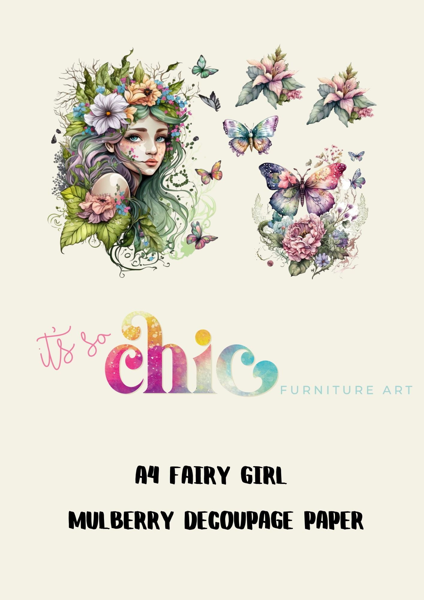 Decoupage Paper | Craft Paper | Fairy Girl | A4 Mulberry | It’s So Chic Furniture Art