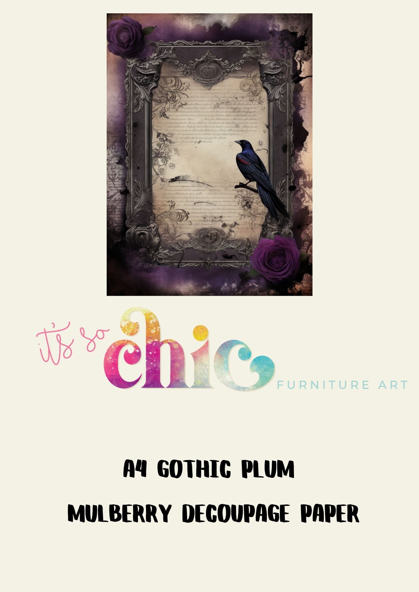 Decoupage Paper | Craft Paper | Gothic Plum | A4 Mulberry | It’s So Chic Furniture Art