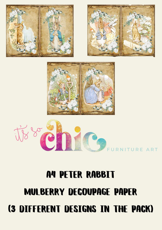 Decoupage Paper | Craft Paper | Peter Rabbit (3 different designs in the pack) | A4 Mulberry | It’s So Chic Furniture Art (Copy)