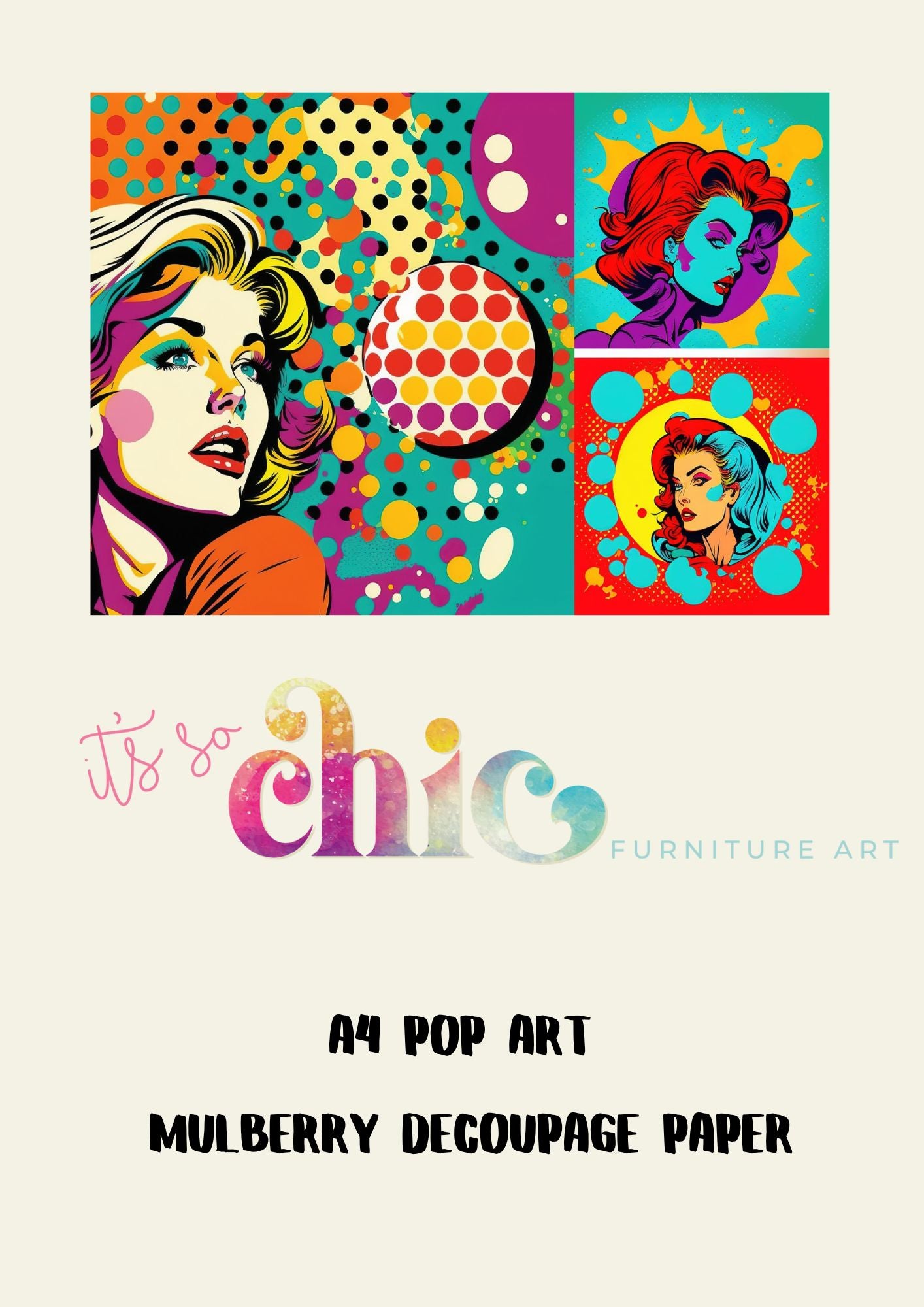 Decoupage Paper | Craft Paper | Pop Art | A4 Mulberry | It’s So Chic Furniture Art