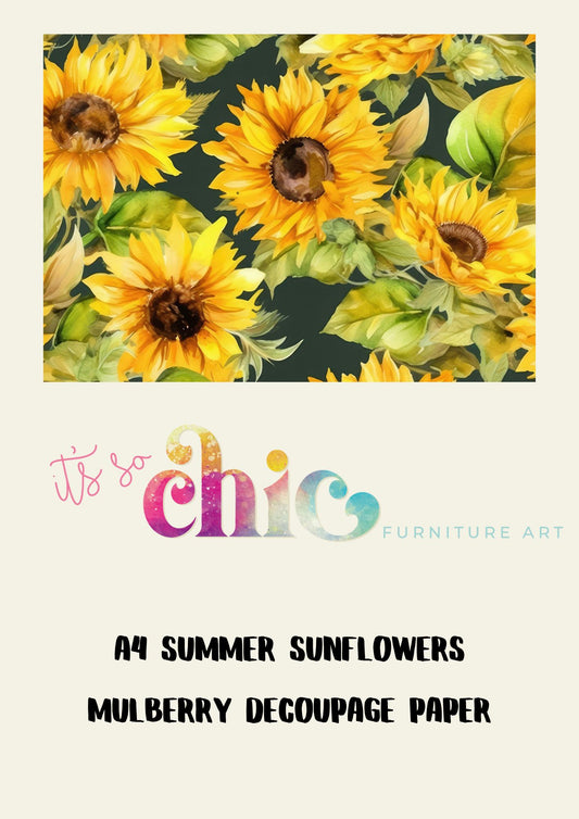 Decoupage Paper | Craft Paper | Summer Sunflowers | A4 Mulberry | It’s So Chic Furniture Art