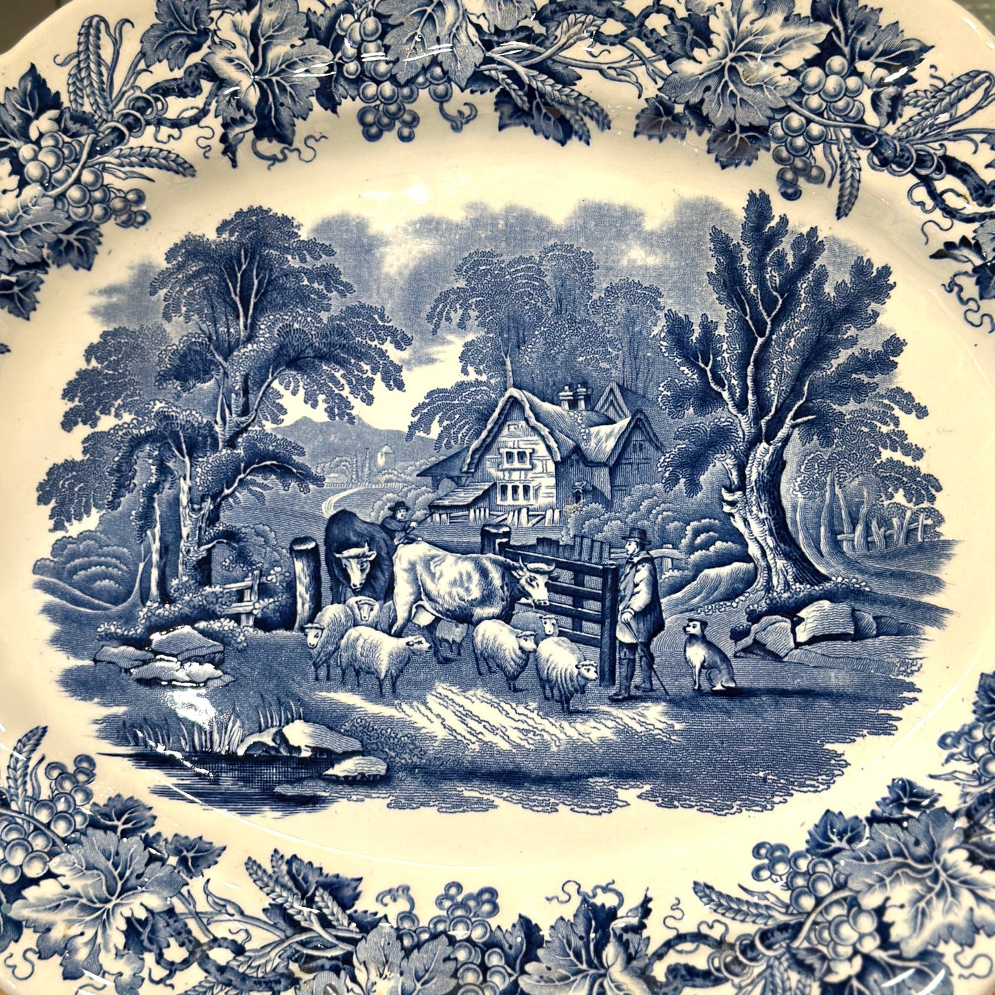 Booths British Scenery 15" Platter with Farm Animal Scene - c.1950