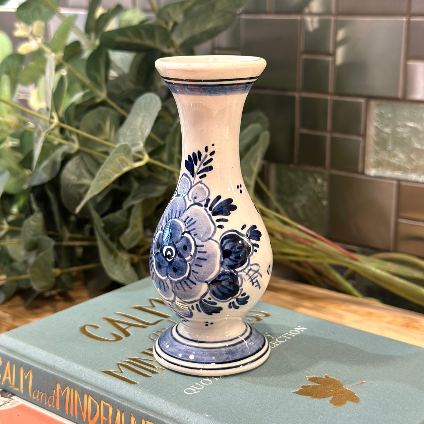 Delft Holland Small Long Neck Porcelain Vase Hand Painted