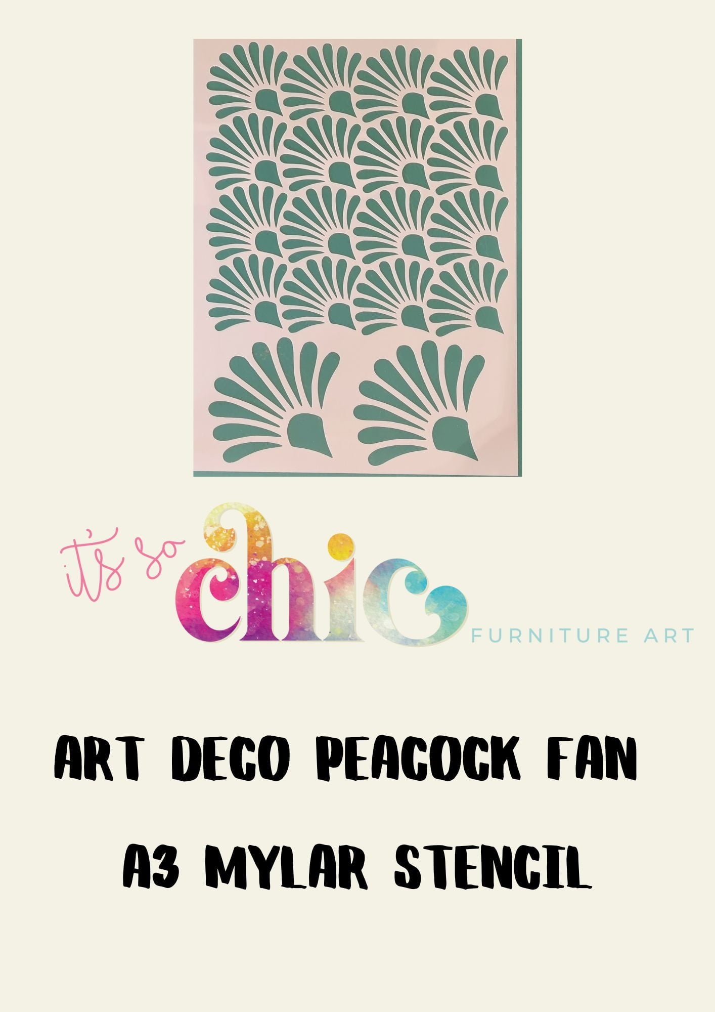 Mylar Stencils | Art Deco Peacock Fan | A3 | It’s So Chic Furniture Art