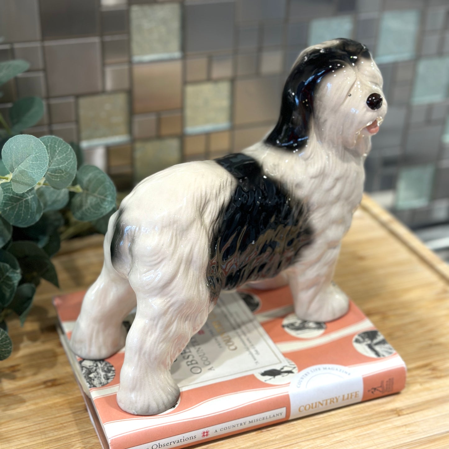 Vintage Old English Sheepdog Figurine by Melba Ware - Mid-Century Charm