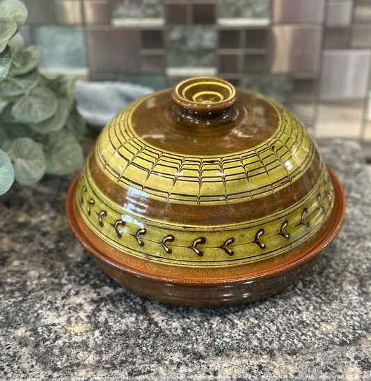 Godshill Studio Pottery Round Butter Dish With Lid, Cheese Dome, Handmade Dish