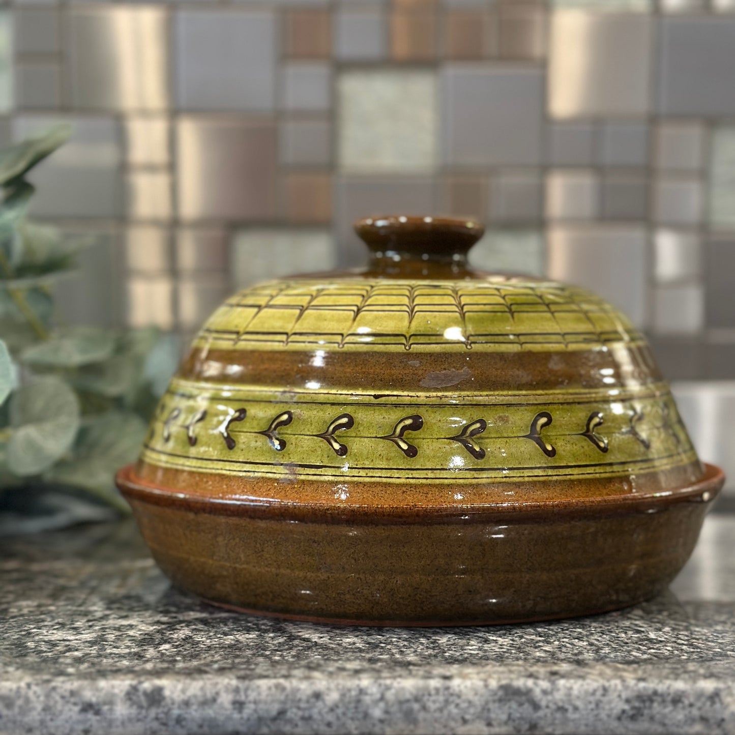 Godshill Studio Pottery Round Butter Dish With Lid, Cheese Dome, Handmade Dish