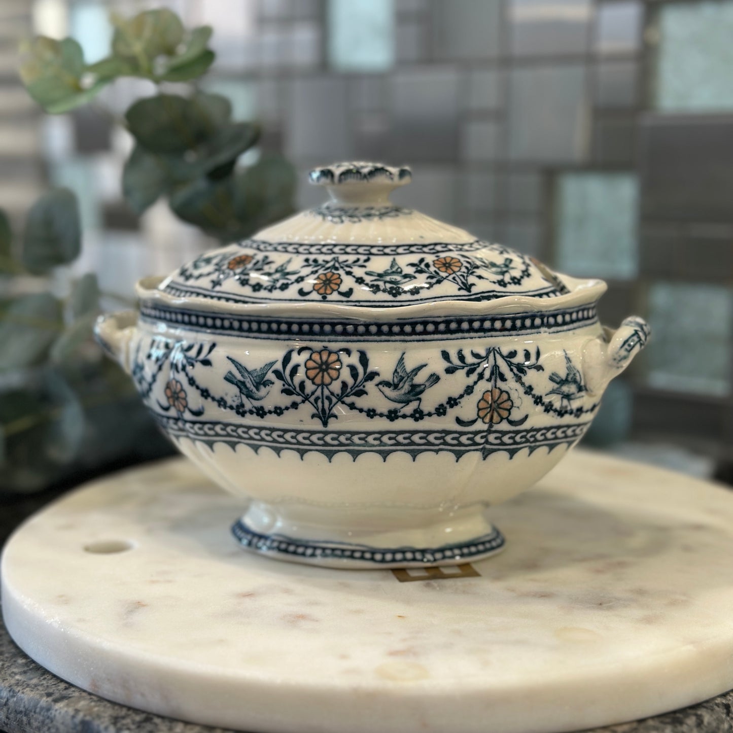 Antique Wedgwood Raphael Etruria England Small Sauce Boat c.1884 with Coloured Flowers