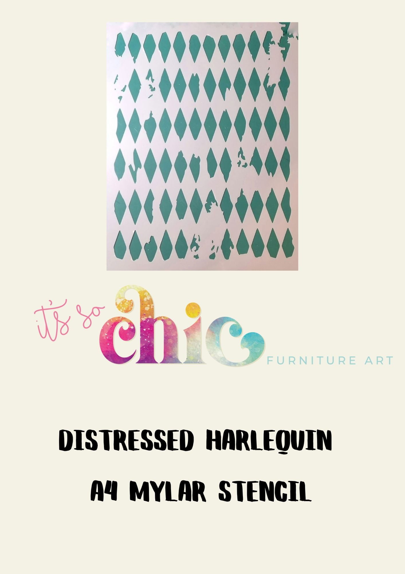 Mylar Stencils | Distressed Harlequin | A4 | It’s So Chic Furniture Art