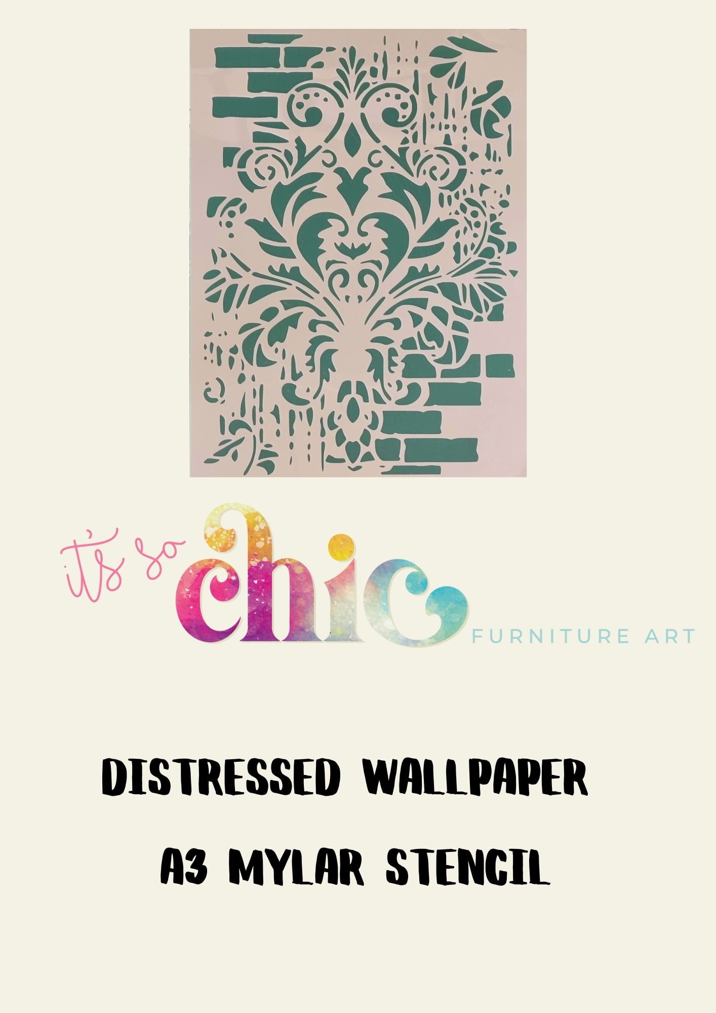 Mylar Stencils | Distressed Wallpaper | A3 | It’s So Chic Furniture Art