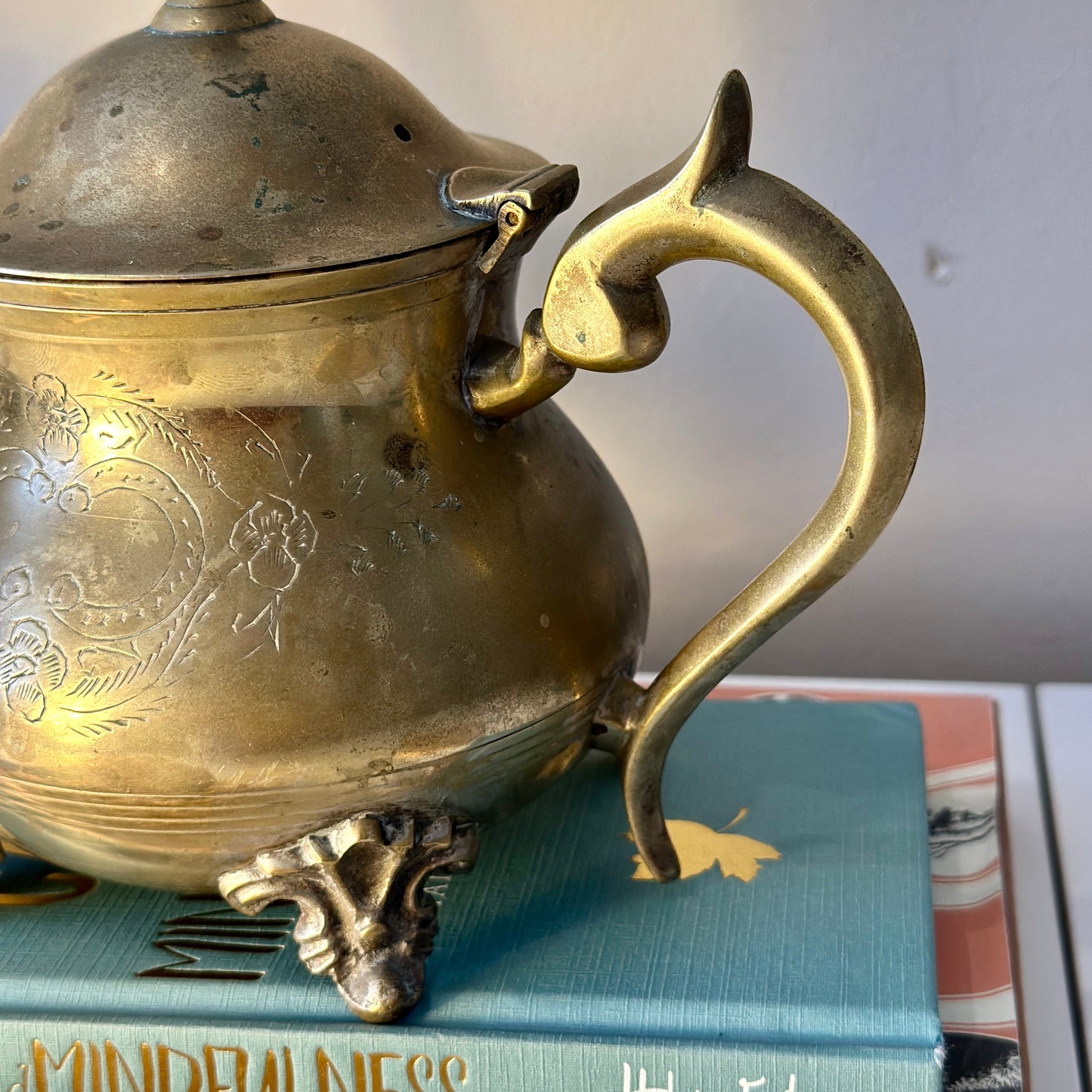 Footed Ornate EPNS Teapot with Handle - Ornate Antique Tea Kettle, Made in England