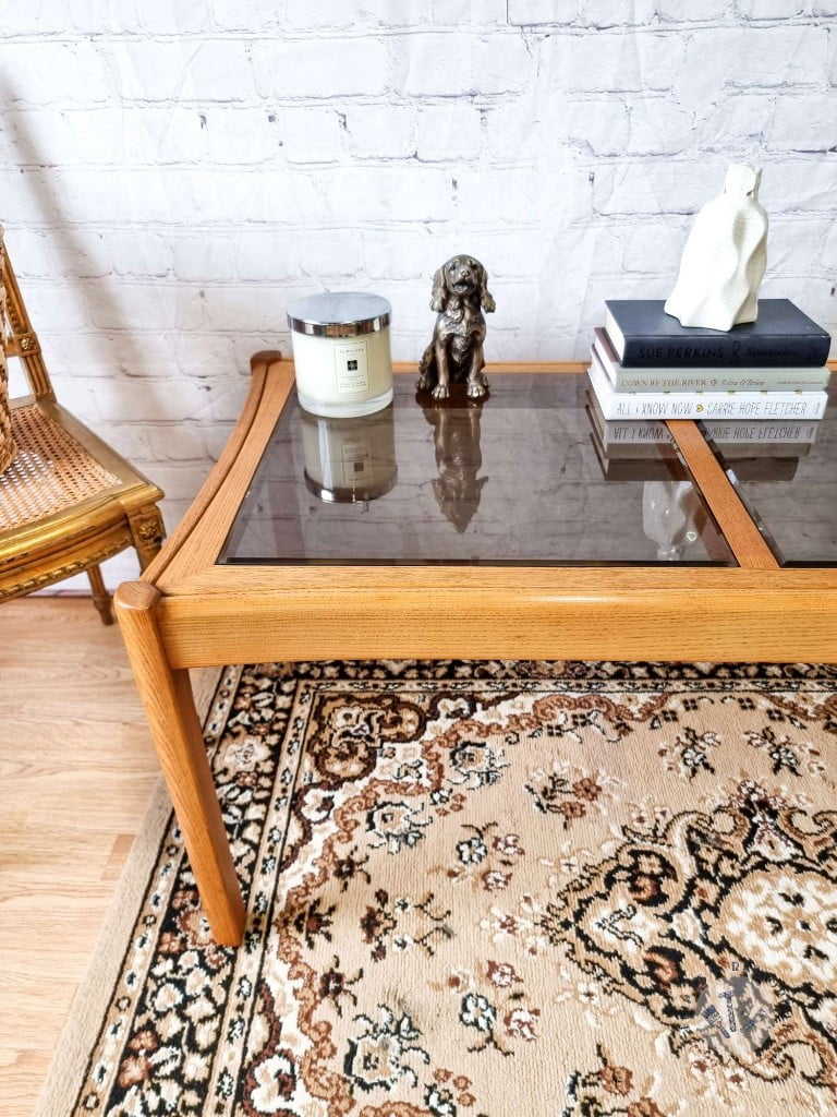 Ercol Saville Ash Long Coffee Table with Smoked Glass Mid Century Vintage