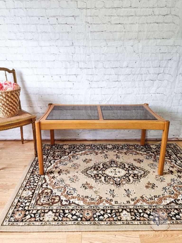 Ercol Saville Ash Long Coffee Table with Smoked Glass Mid Century Vintage