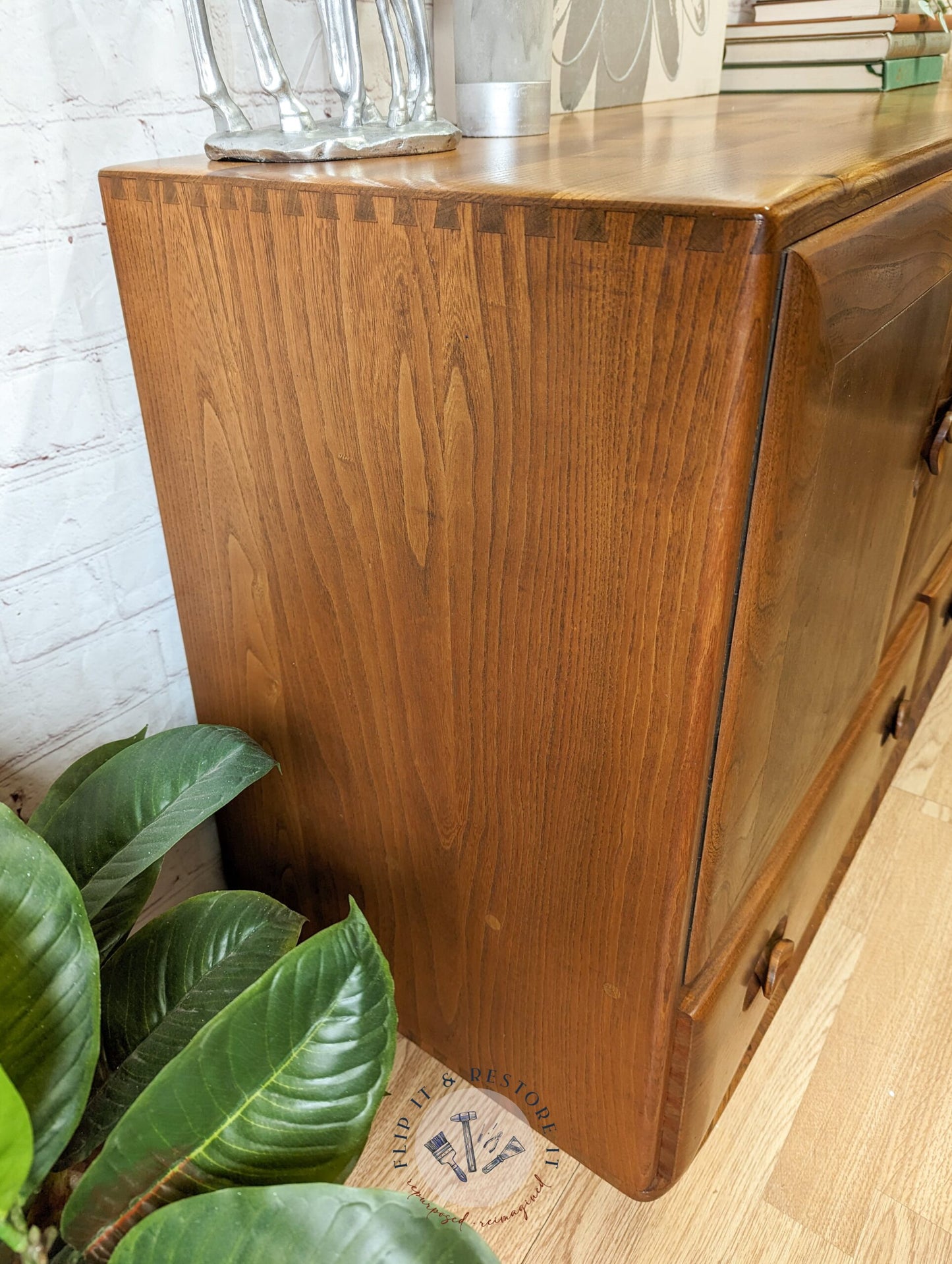 Ercol Windsor 3 Door 2 Drawer Cabinet Sideboard Model 468 Blue Label Mid-Century