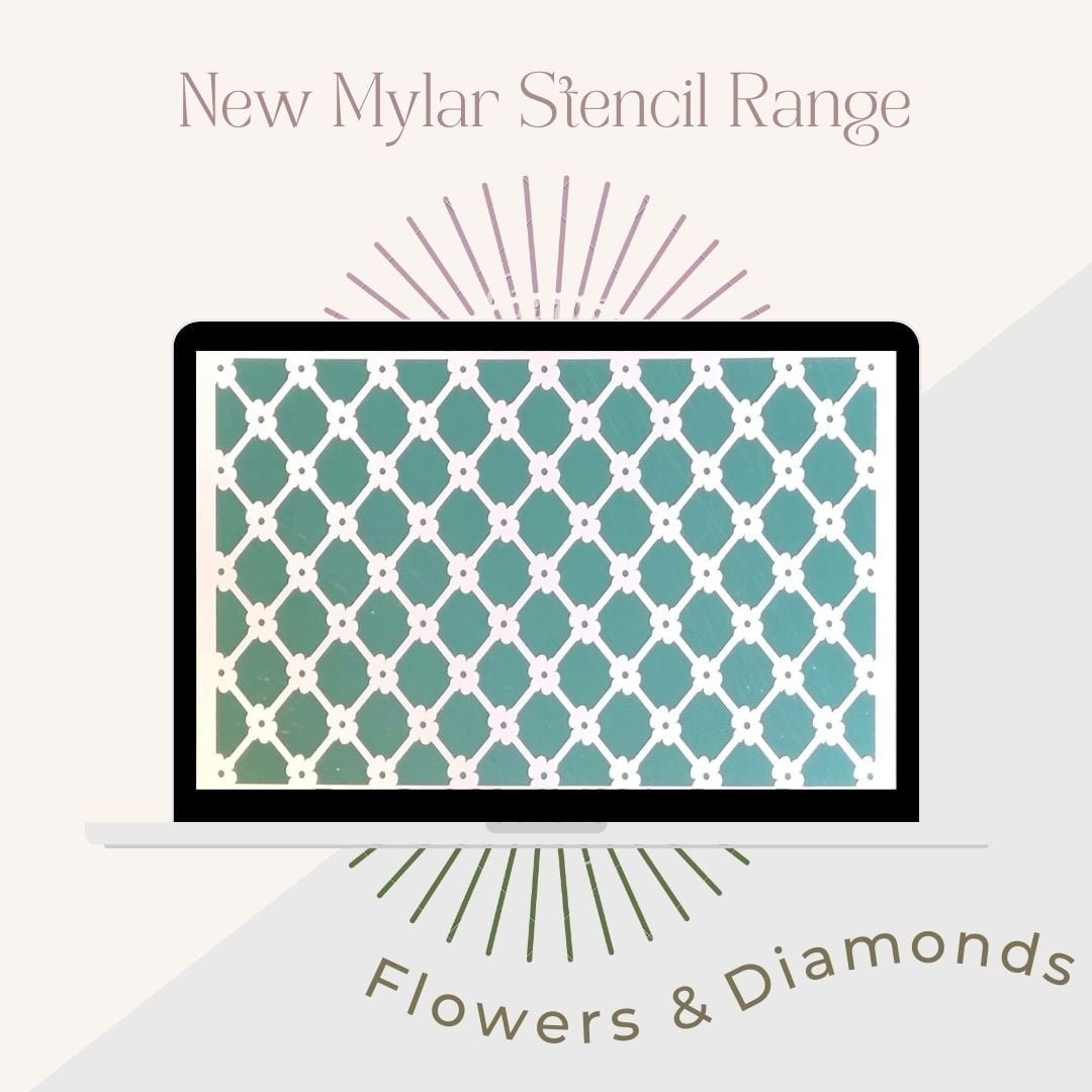 Mylar Stencils | Flowers and Diamonds | A4 | It’s So Chic Furniture Art