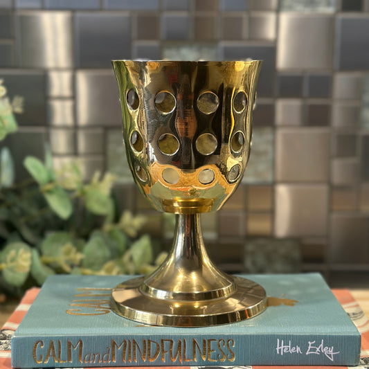 Vintage Brass Goblet - Unique Perforated Design