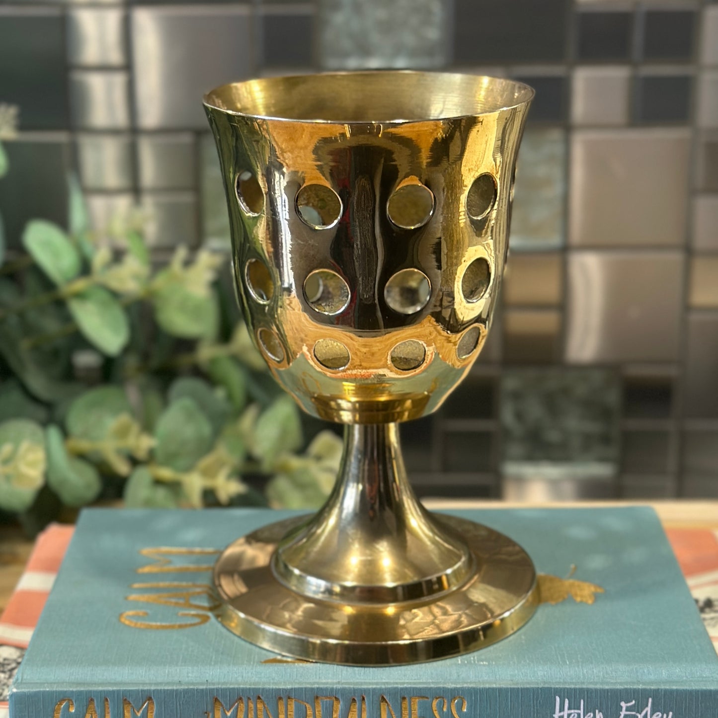 Vintage Brass Goblet - Unique Perforated Design