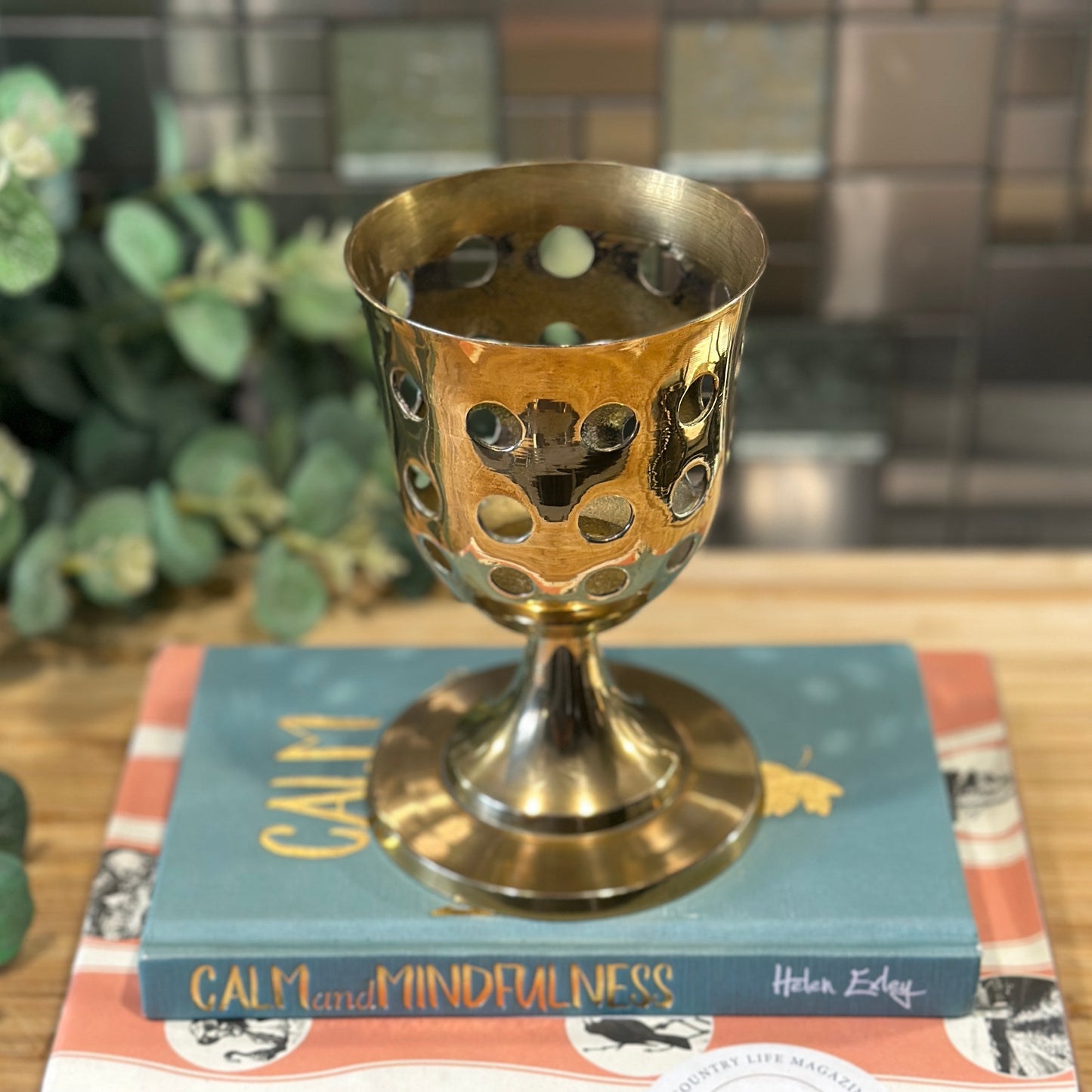 Vintage Brass Goblet - Unique Perforated Design