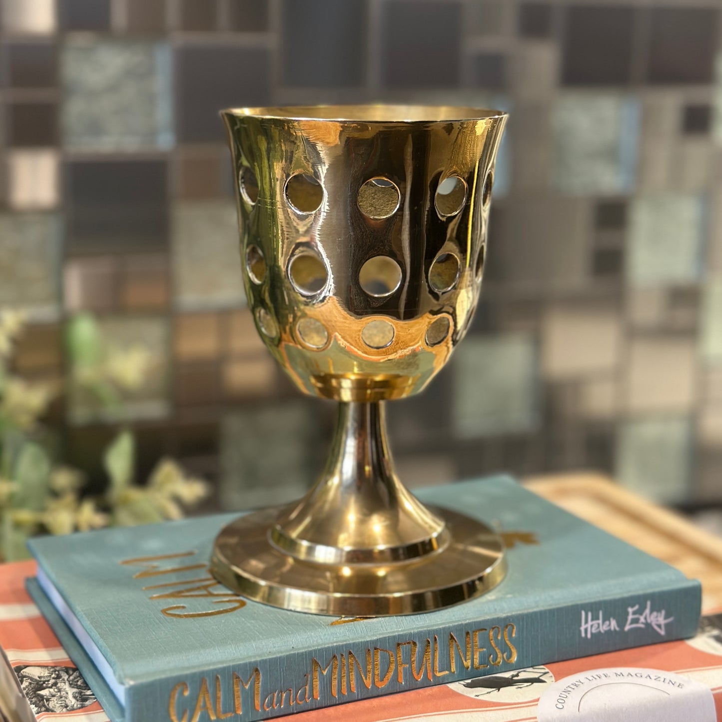 Vintage Brass Goblet - Unique Perforated Design