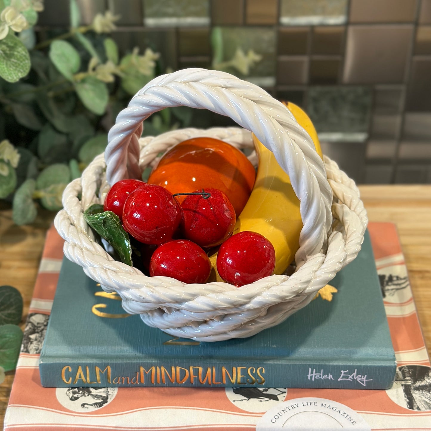 Vintage Italian Majolica Ceramic Fruit Basket - Whimsical & Charming