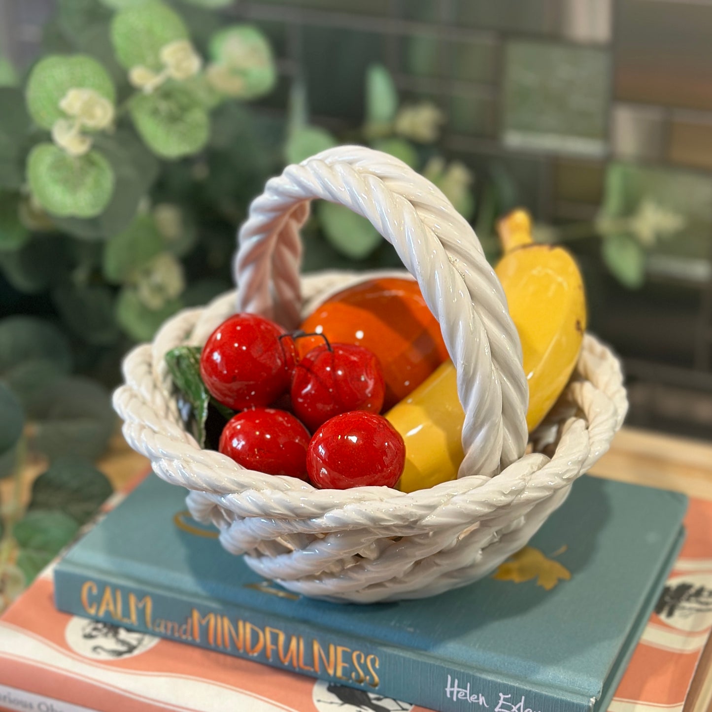 Vintage Italian Majolica Ceramic Fruit Basket - Whimsical & Charming