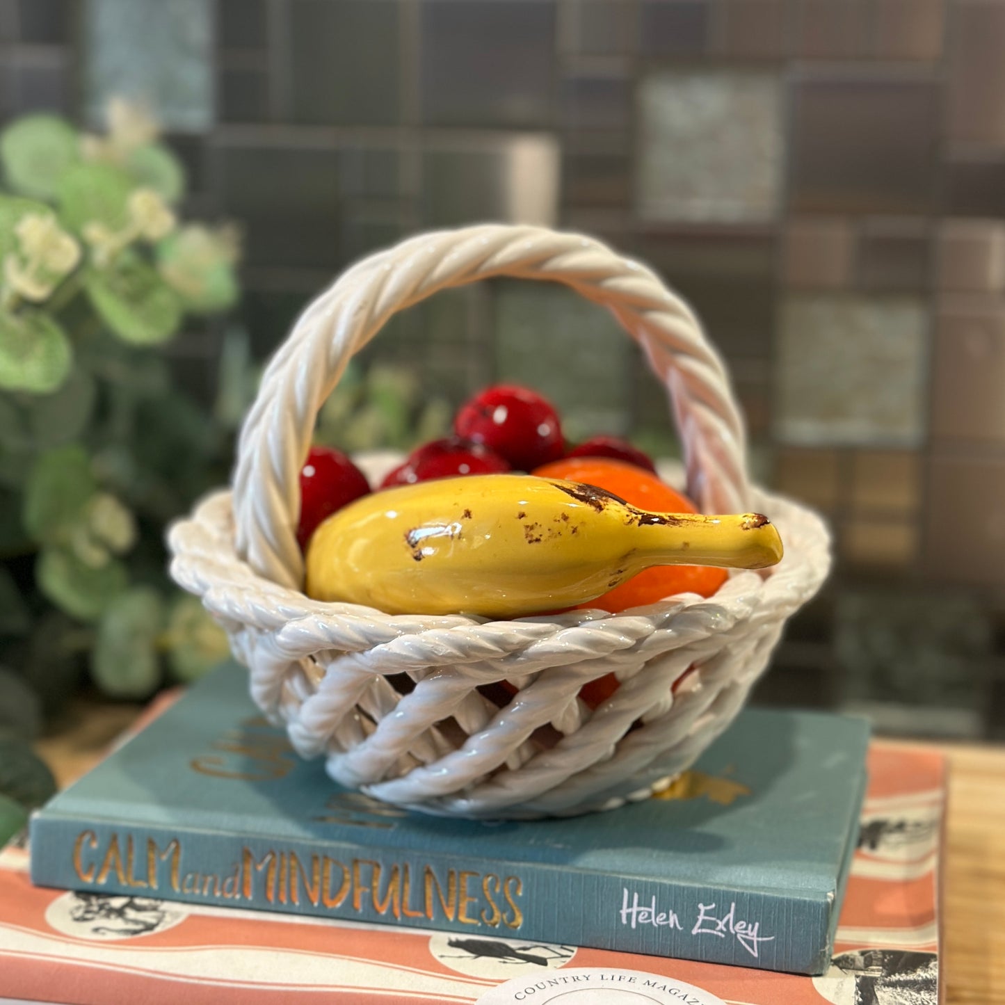 Vintage Italian Majolica Ceramic Fruit Basket - Whimsical & Charming