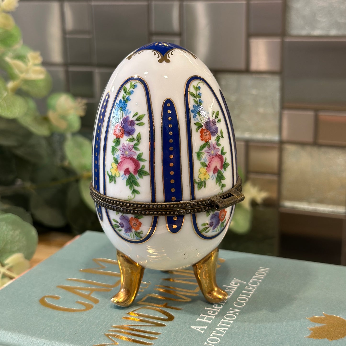 Vintage Porcelain Egg Trinket Box - OC & Co. Staffordshire