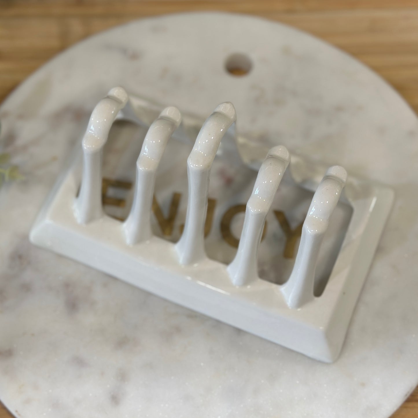 Vintage White Ceramic Toast Rack - 4 Slice