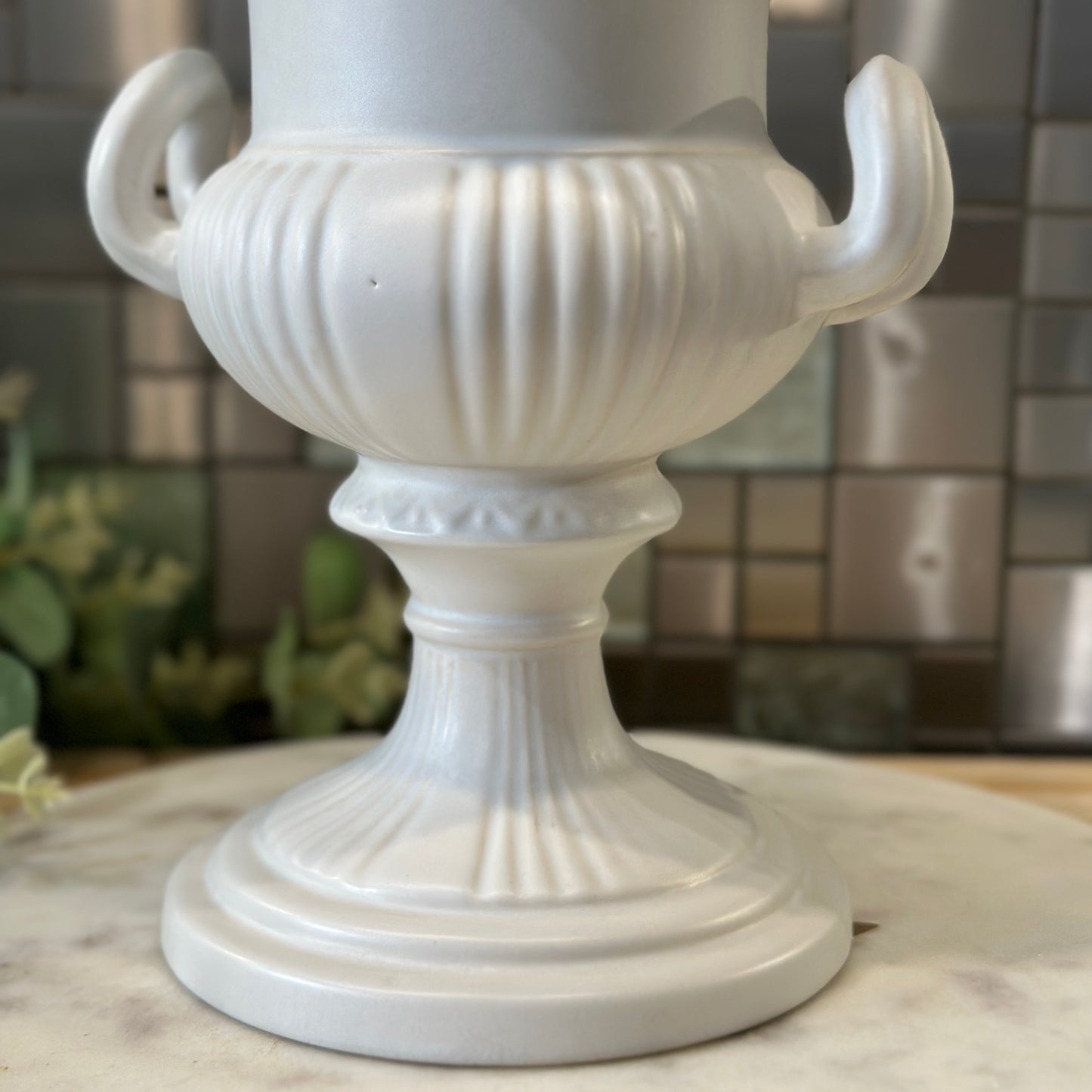 Vintage Dartmouth Pottery Urn Vase - Classic White