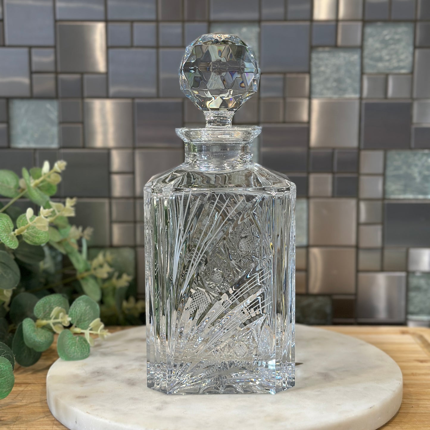 Vintage Cut Crystal Decanter with Stopper - Elegant & Timeless