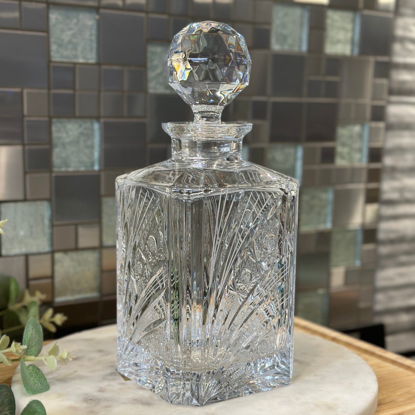 Vintage Cut Crystal Decanter with Stopper - Elegant & Timeless