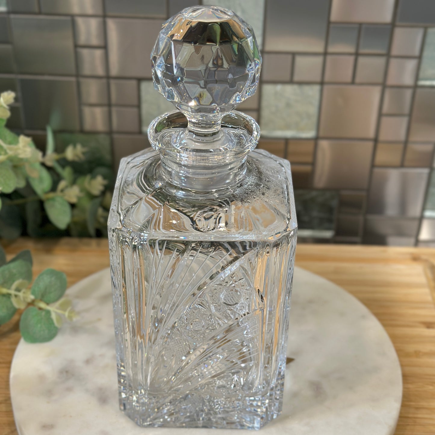 Vintage Cut Crystal Decanter with Stopper - Elegant & Timeless