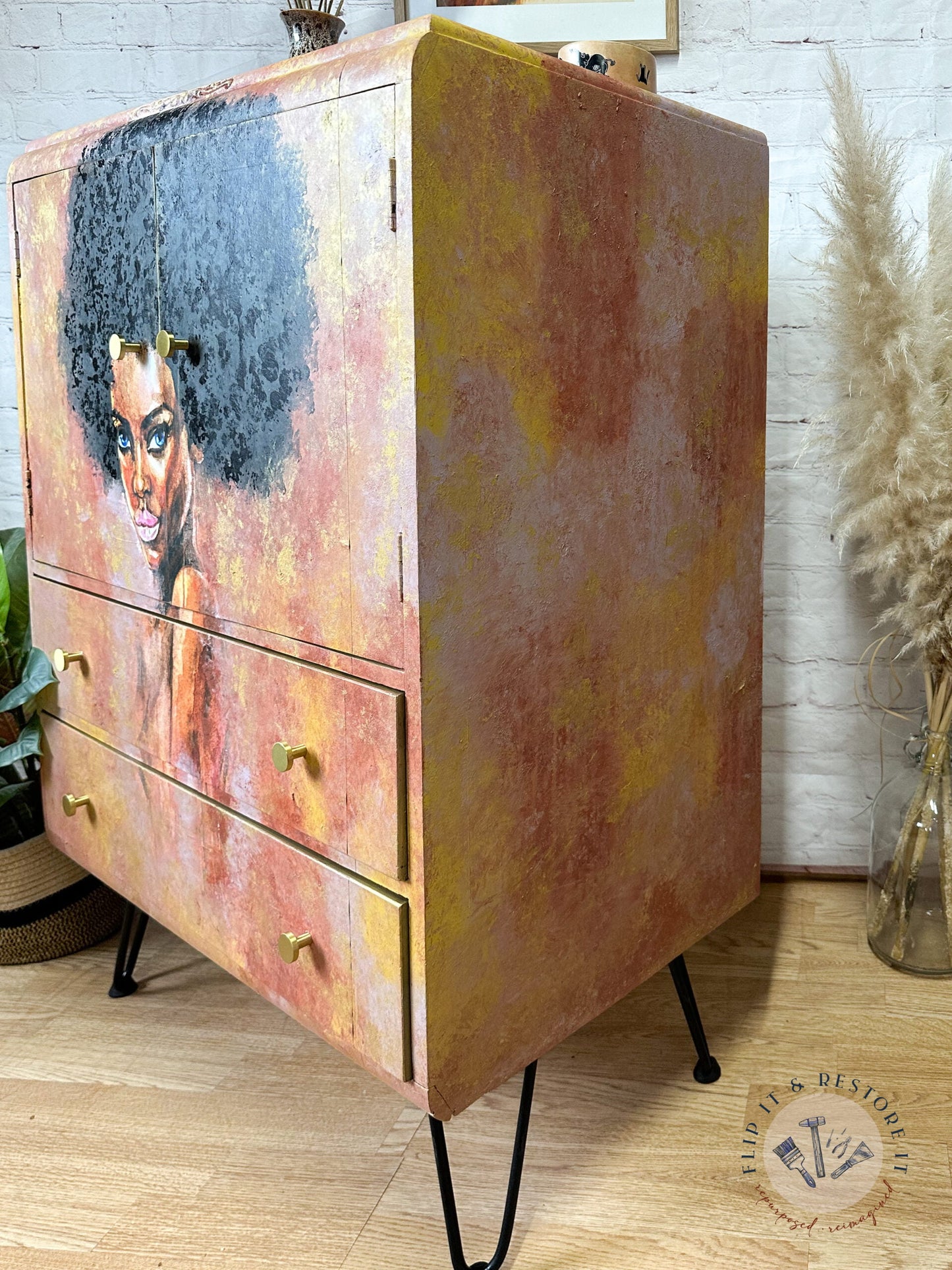 Hand-painted cabinet, Tallboy, Linen Cupboard, Linen Press, Upcycled Cupboard, Bedroom Storage, Kitchen Storage, Clothes Storage