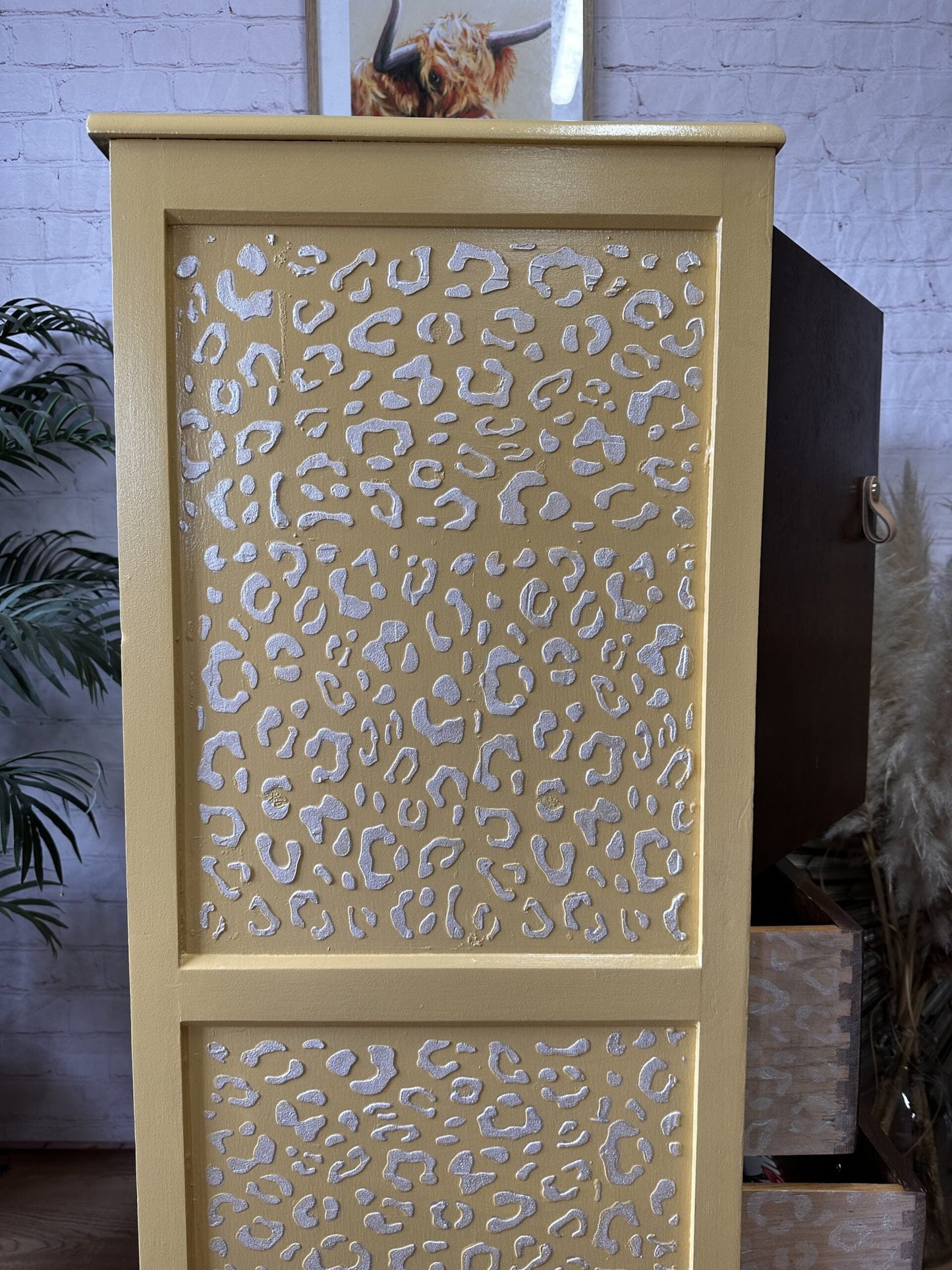 Hand-painted cabinet, Tallboy, Linen Cupboard, Upcycled Cupboard, Bedroom Storage, Kitchen Storage, Clothes Storage Tropical