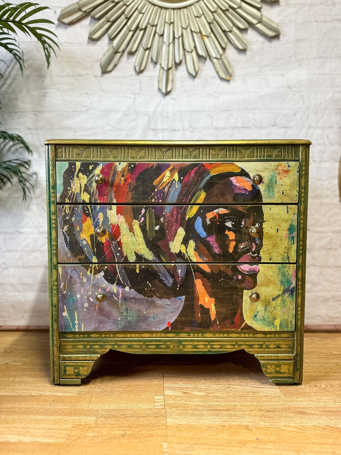 Bohemian Green & Gold: Revamped Harris Lebus MCM Chest of Drawers