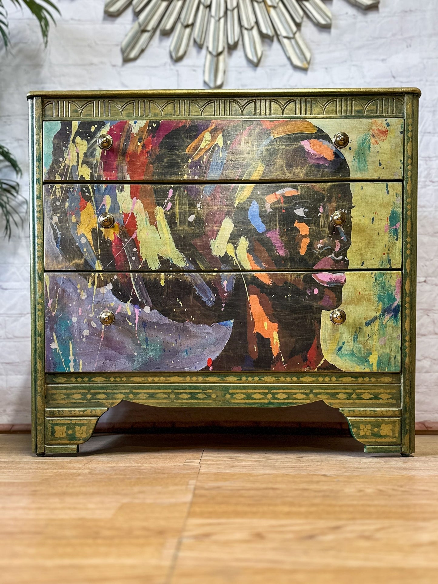 Bohemian Green & Gold: Revamped Harris Lebus MCM Chest of Drawers