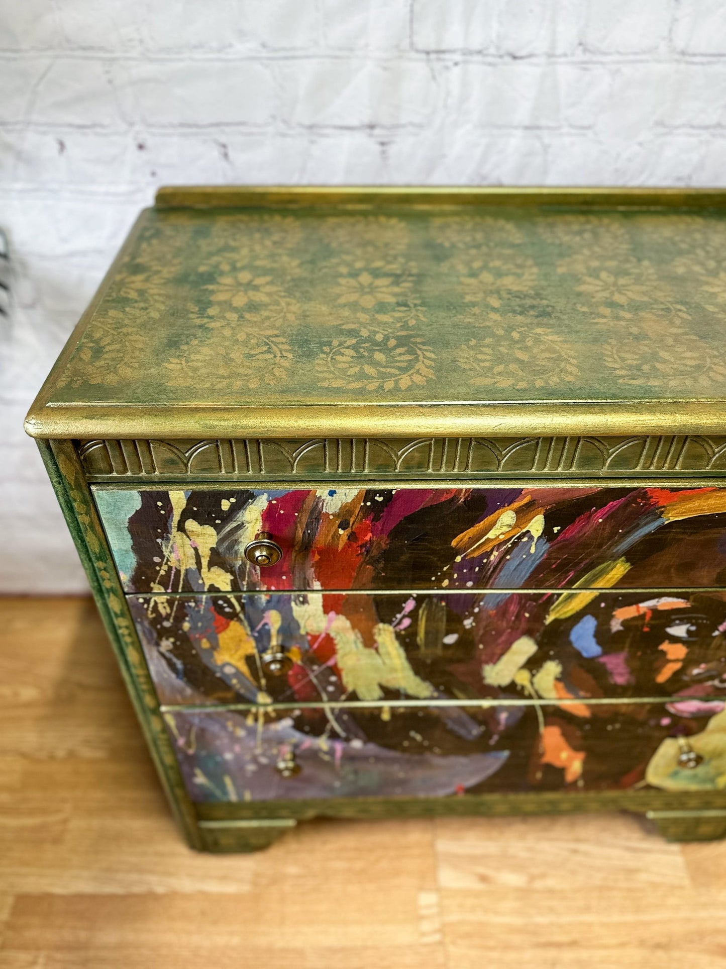 Bohemian Green & Gold: Revamped Harris Lebus MCM Chest of Drawers