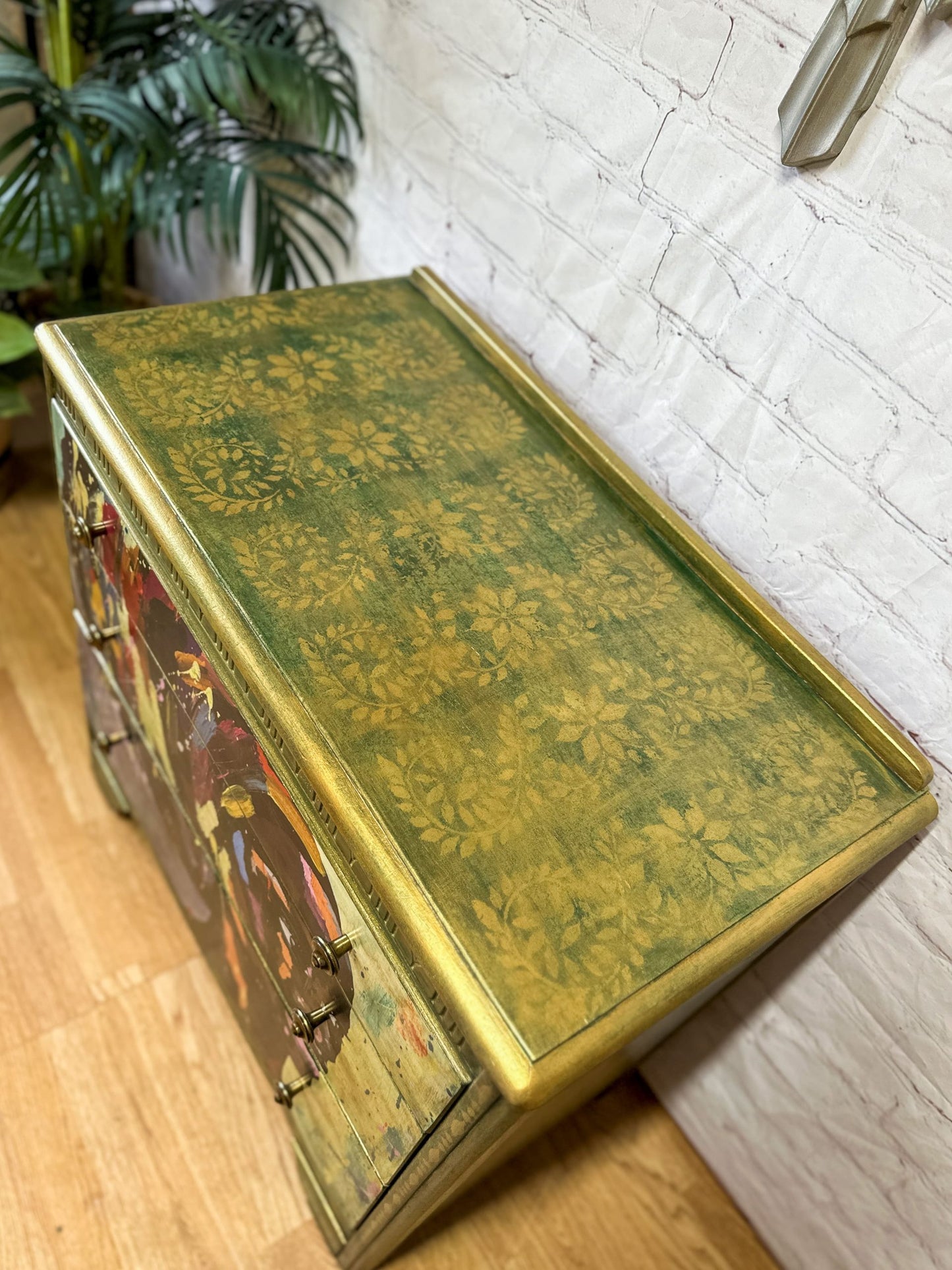 Bohemian Green & Gold: Revamped Harris Lebus MCM Chest of Drawers