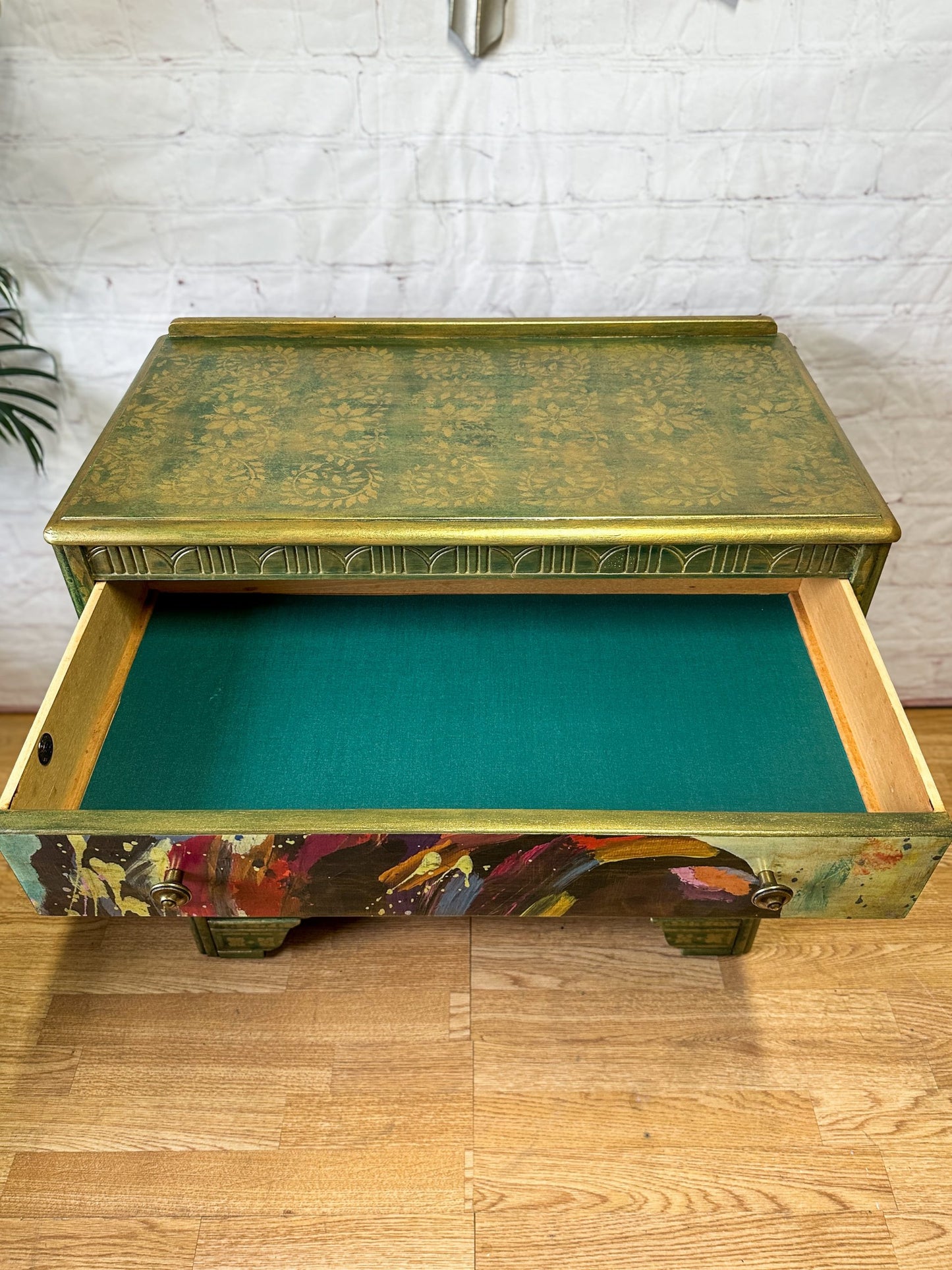 Bohemian Green & Gold: Revamped Harris Lebus MCM Chest of Drawers