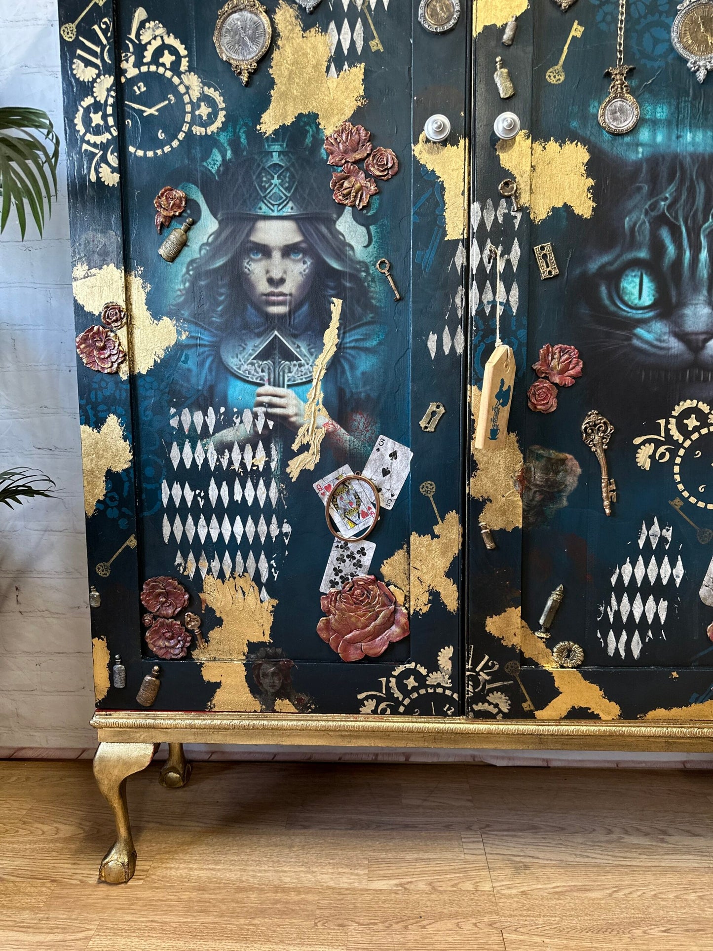 Alice in Steampunk Wonderland Cabinet, Drinks Bar, Cocktail Cabinet, Statement, Maximalist